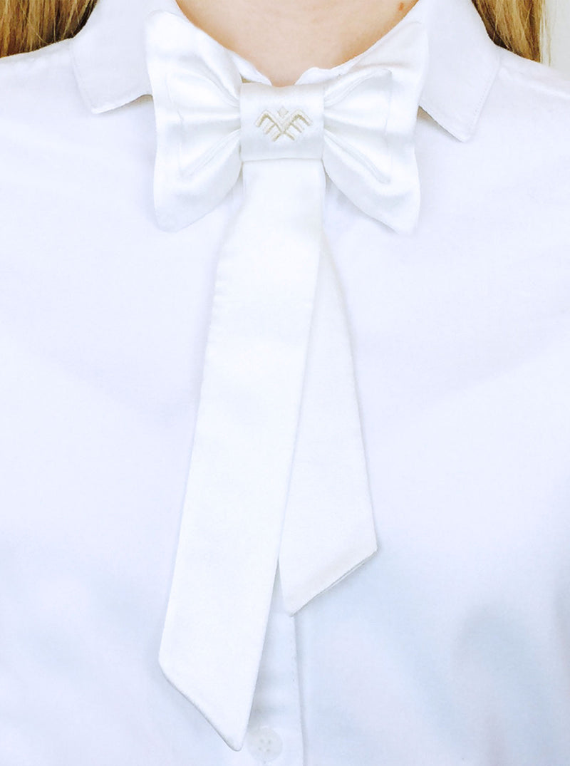 White Organic Silk Bow Tie TRIIN